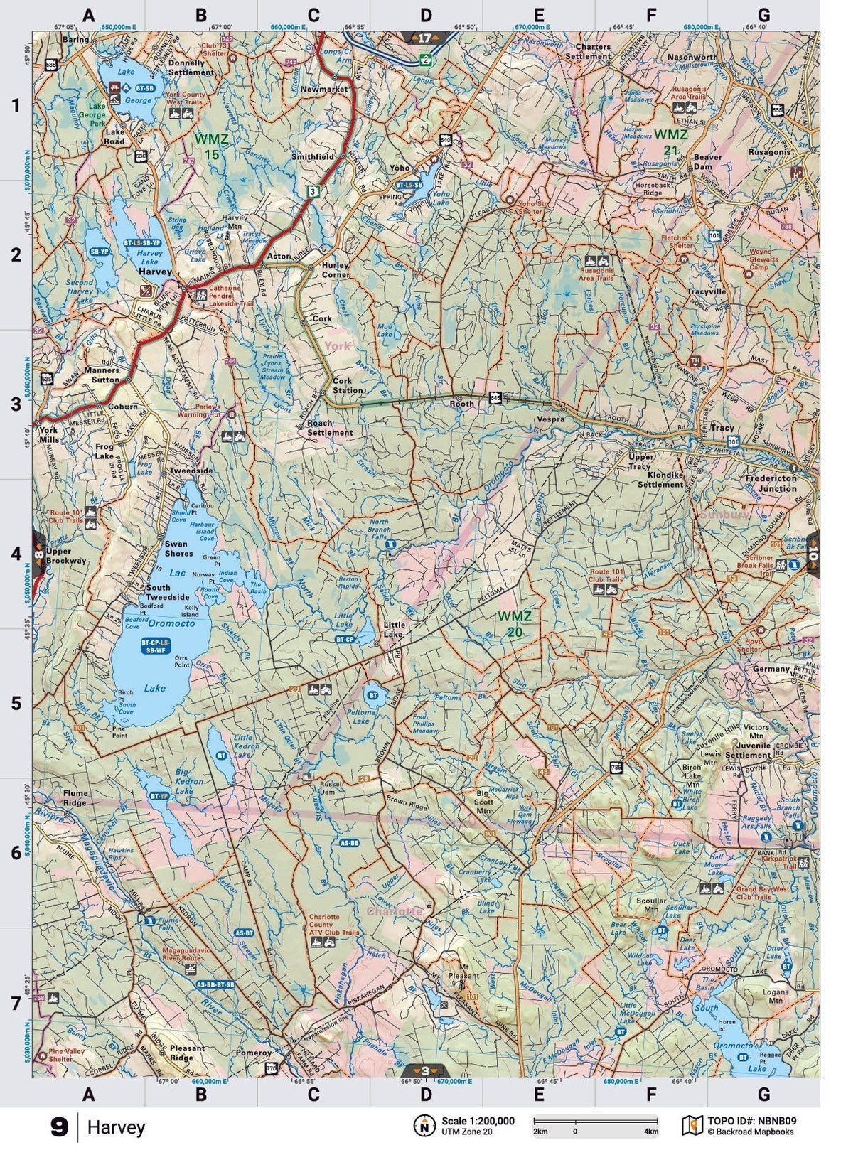 NBNB9 Wall Map - Harvey - Backroad Maps