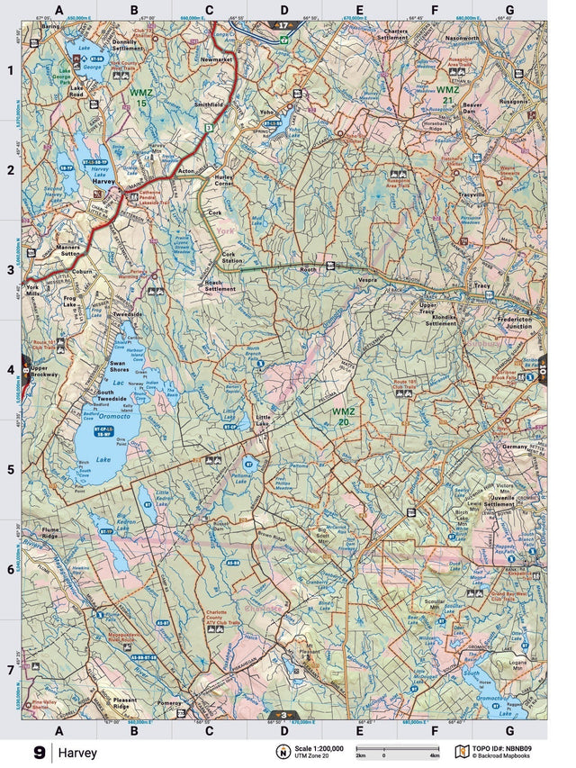 NBNB9 Wall Map - Harvey - Backroad Maps