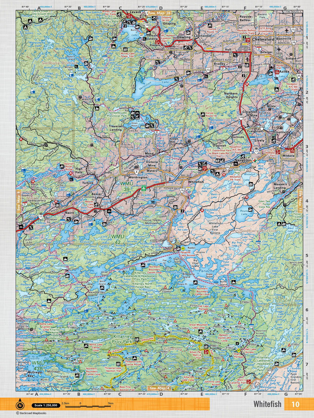 NEON10 Wall Map - Chelmsford - Backroad Maps