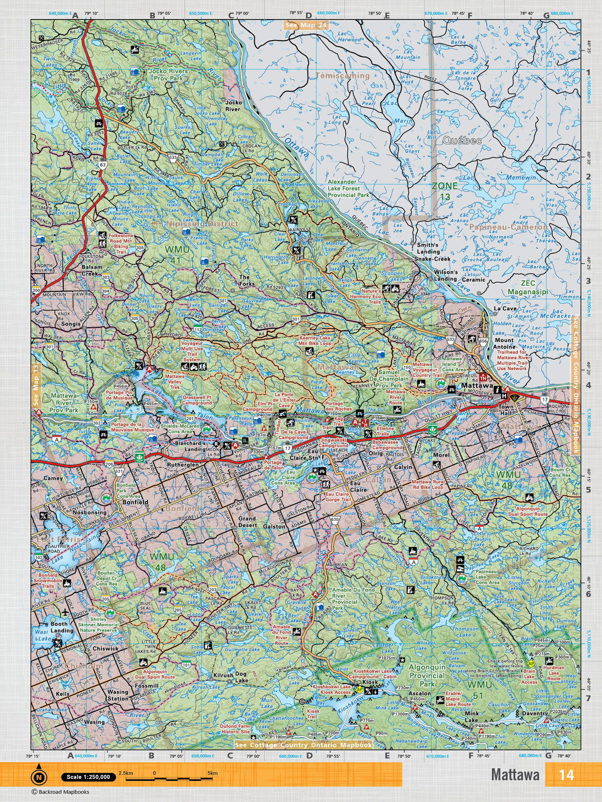 NEON14 TOPO Map - Mattawa - Backroad Maps