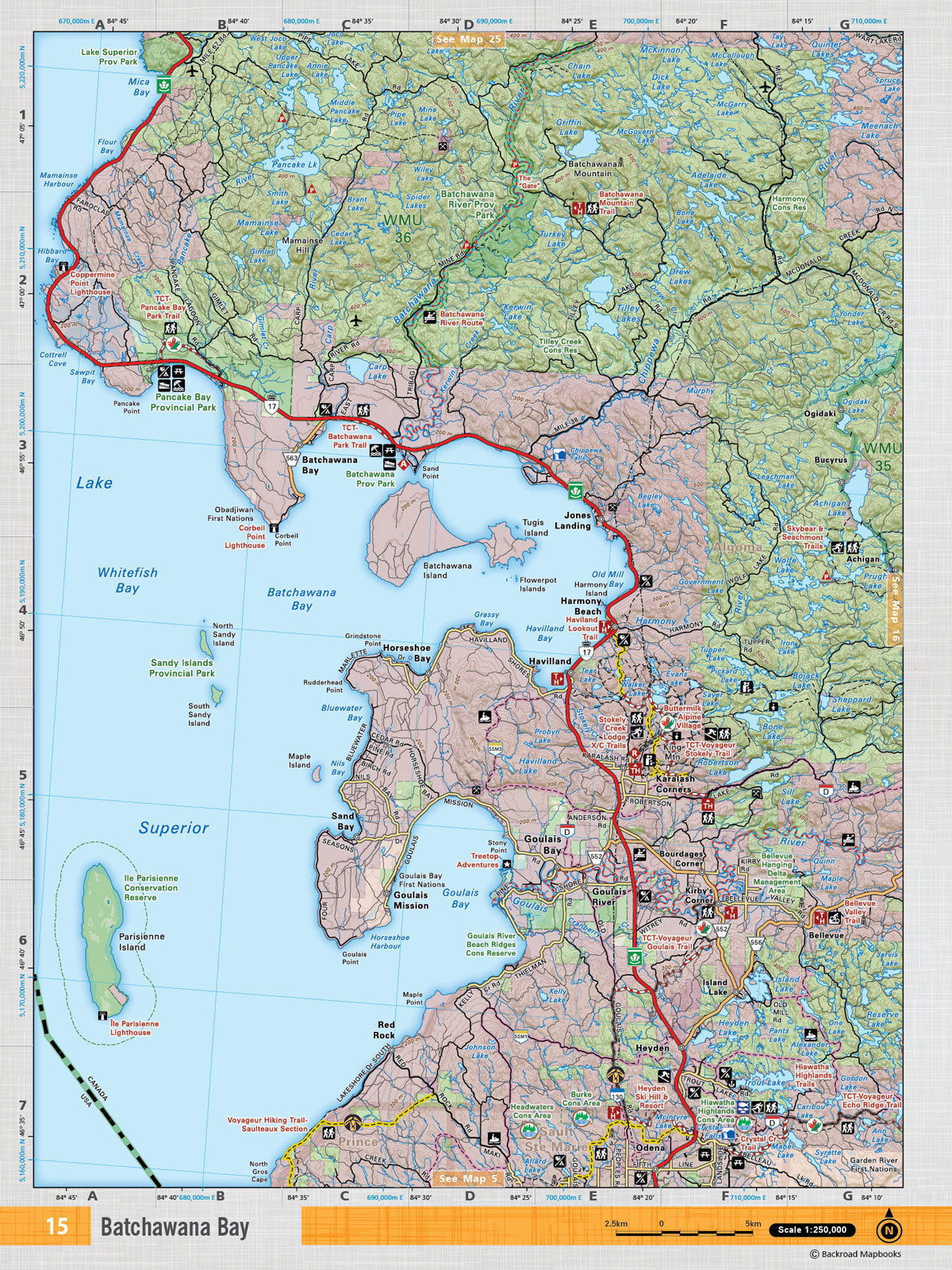 NEON15 Wall Map - Goulais Bay - Backroad Maps