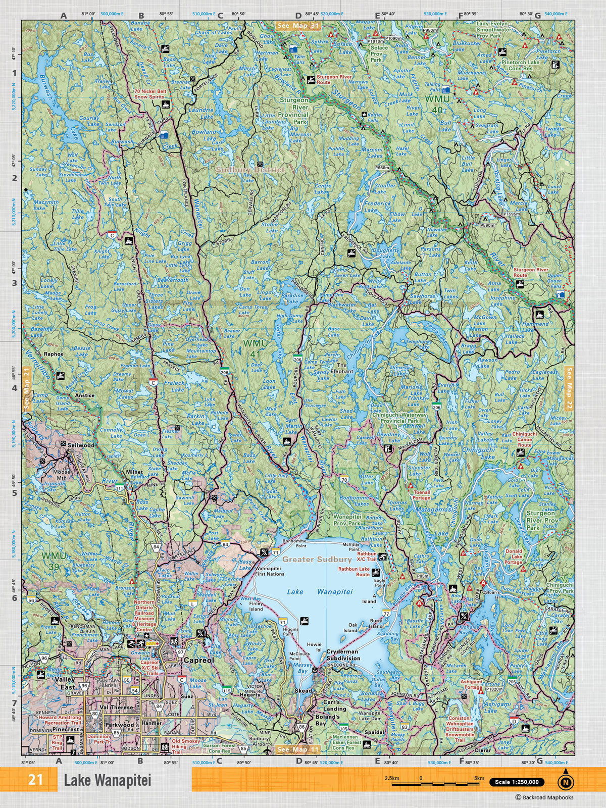 NEON21 Wall Map - Capreol - Backroad Maps