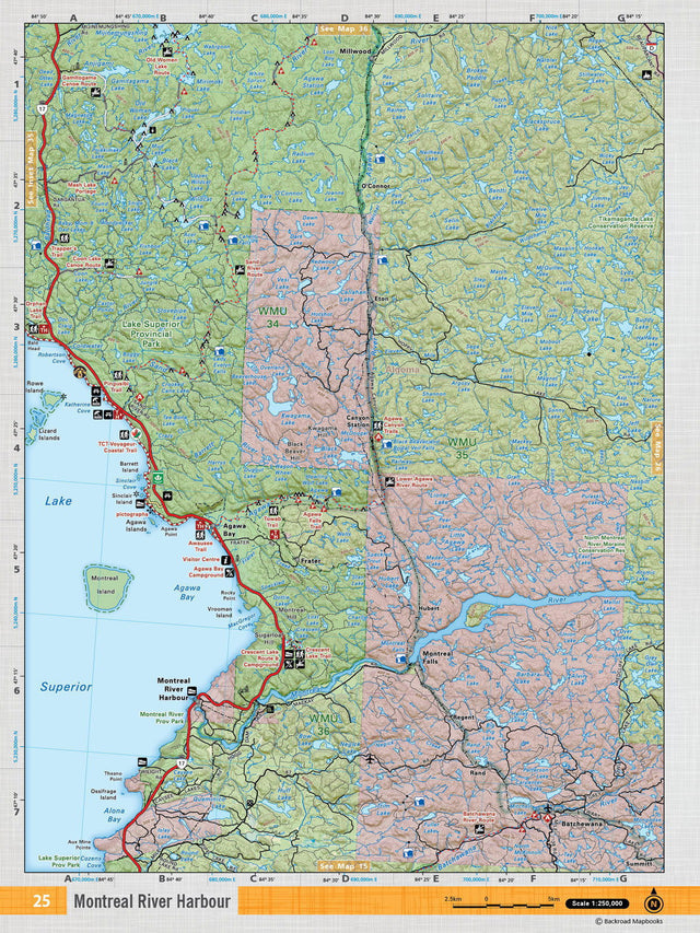 NEON25 Wall Map - Montreal River Harbour - Backroad Maps