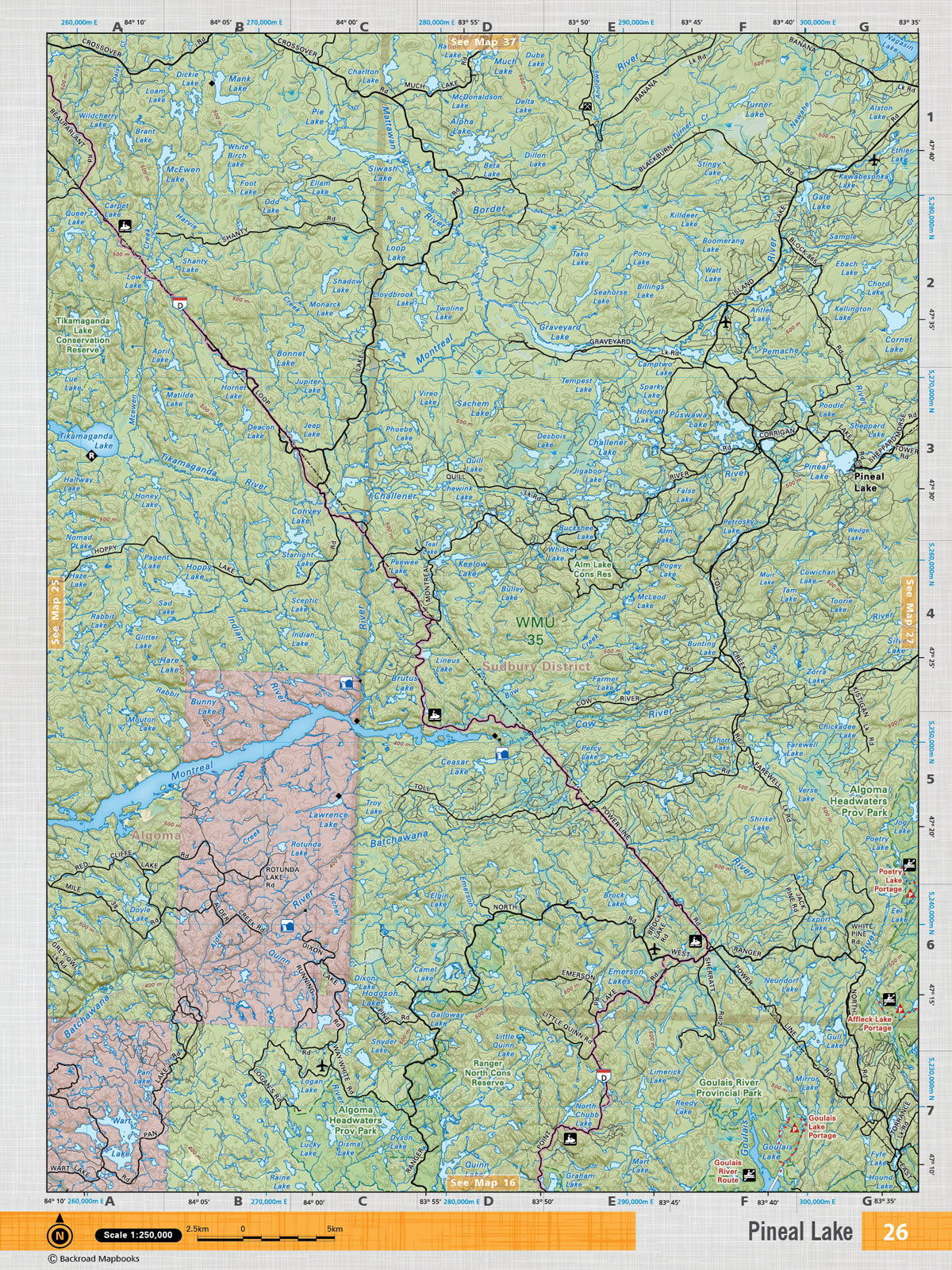 NEON26 TOPO Map - Pineal Lake - Backroad Maps