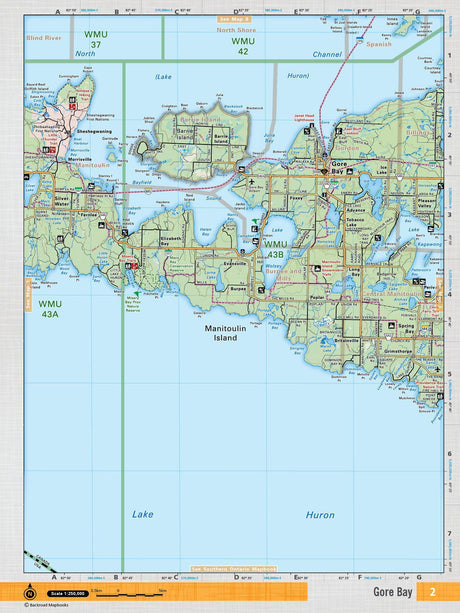 NEON2 Wall Map - Gore Bay - Backroad Maps