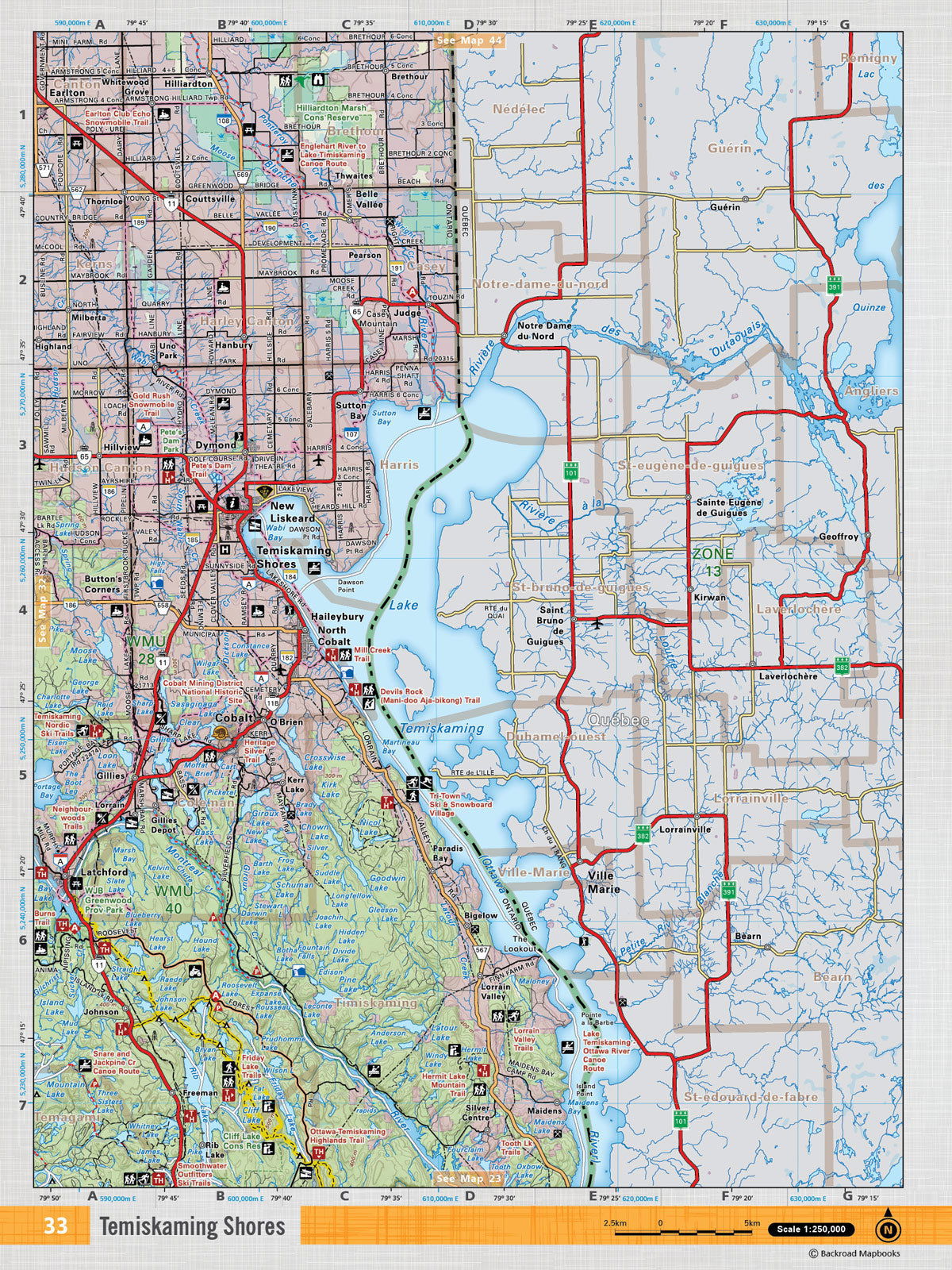 NEON33 TOPO Map - Temiskaming Shores - Backroad Maps