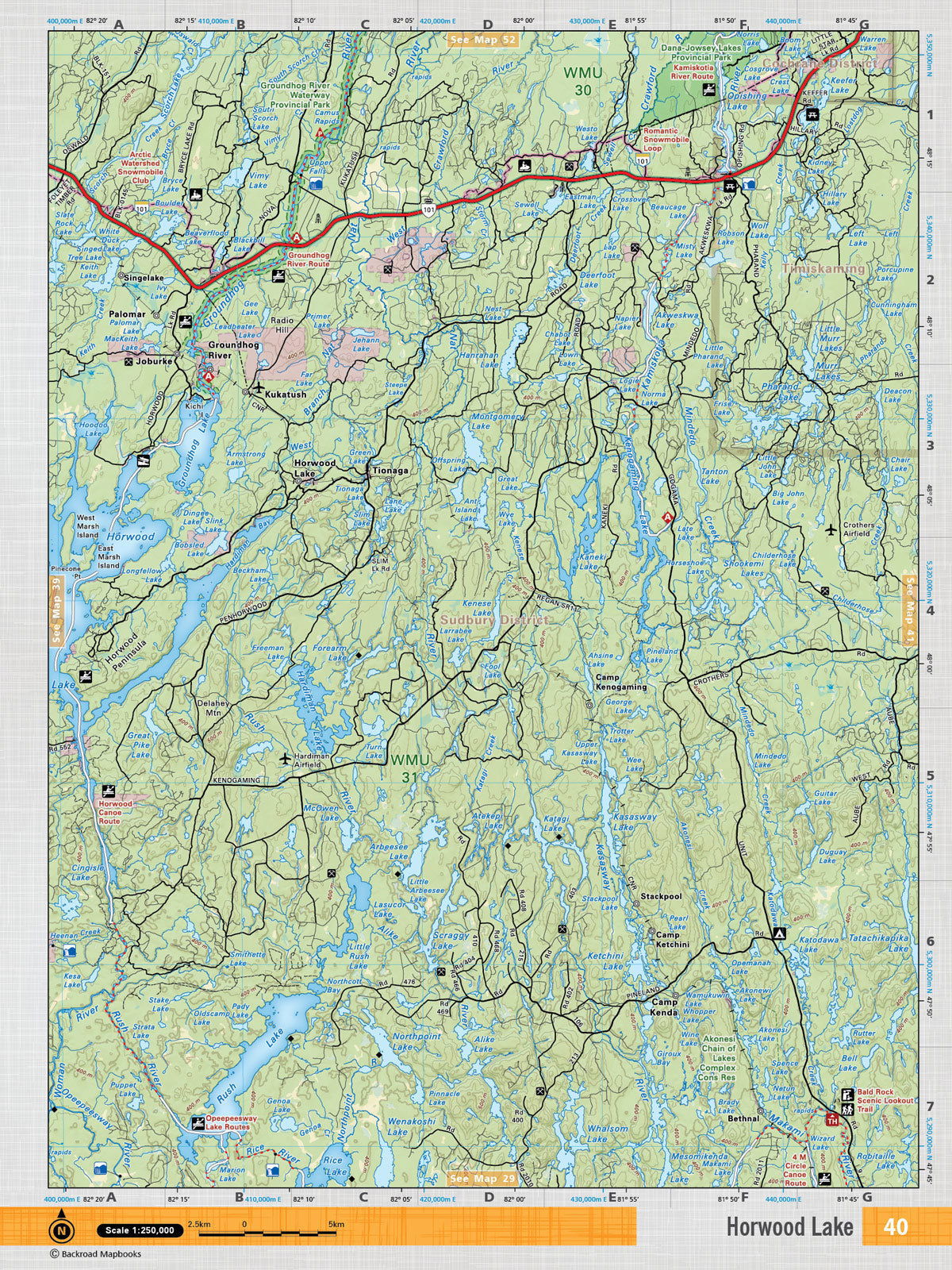 NEON40 TOPO Map - Horwood Lake - Backroad Maps