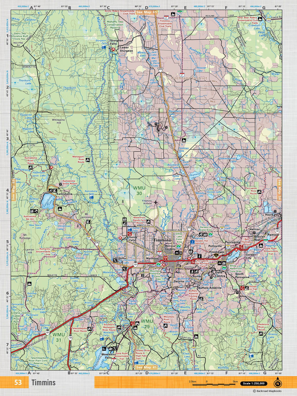 NEON53 TOPO Map - Timmins - Backroad Maps