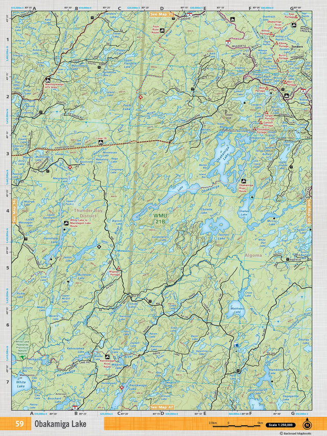 NEON59 TOPO Map - Obakamiga Lake - Backroad Maps