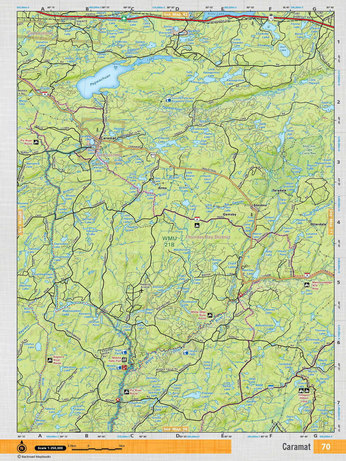 NEON70 Wall Map - Caramat - Backroad Maps