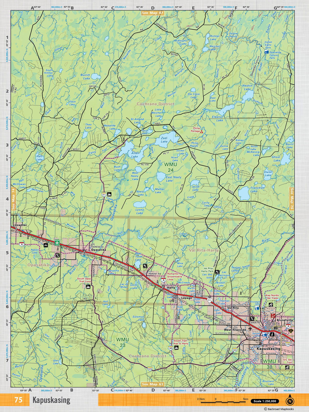 NEON75 TOPO Map - Kapuskasing - Backroad Maps