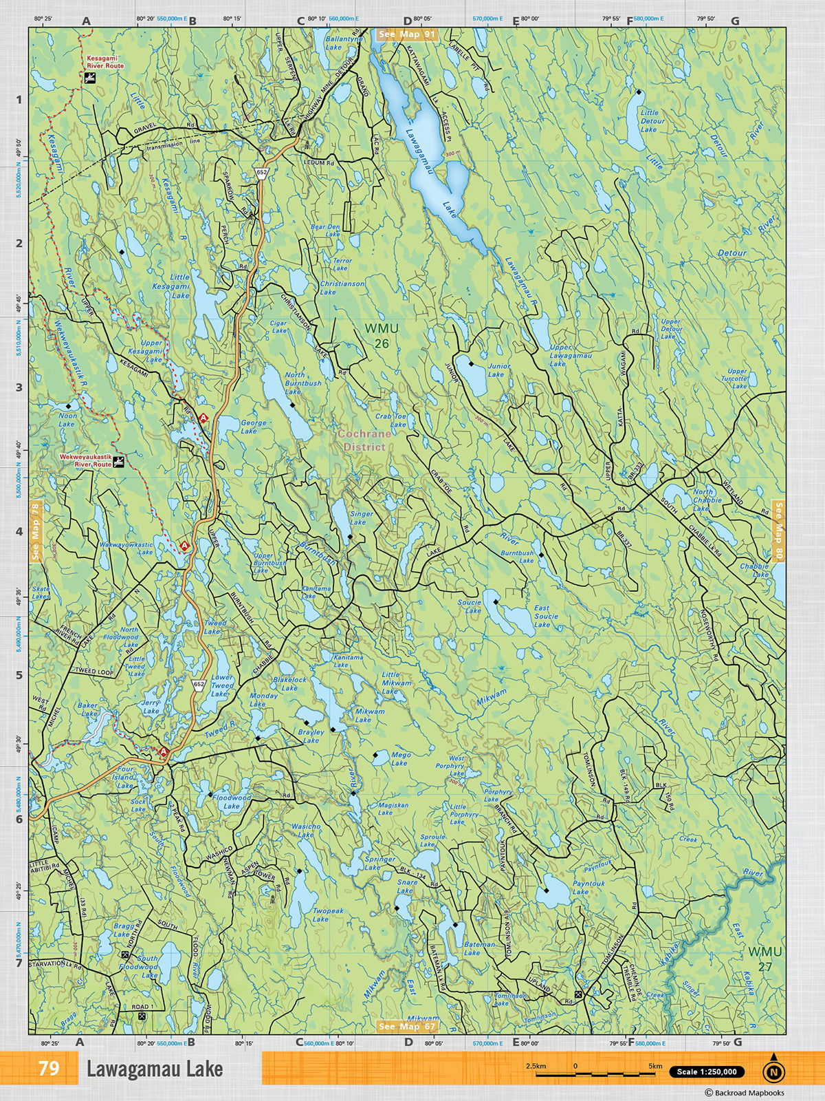 NEON79 Wall Map - Lawagamau Lake - Backroad Maps