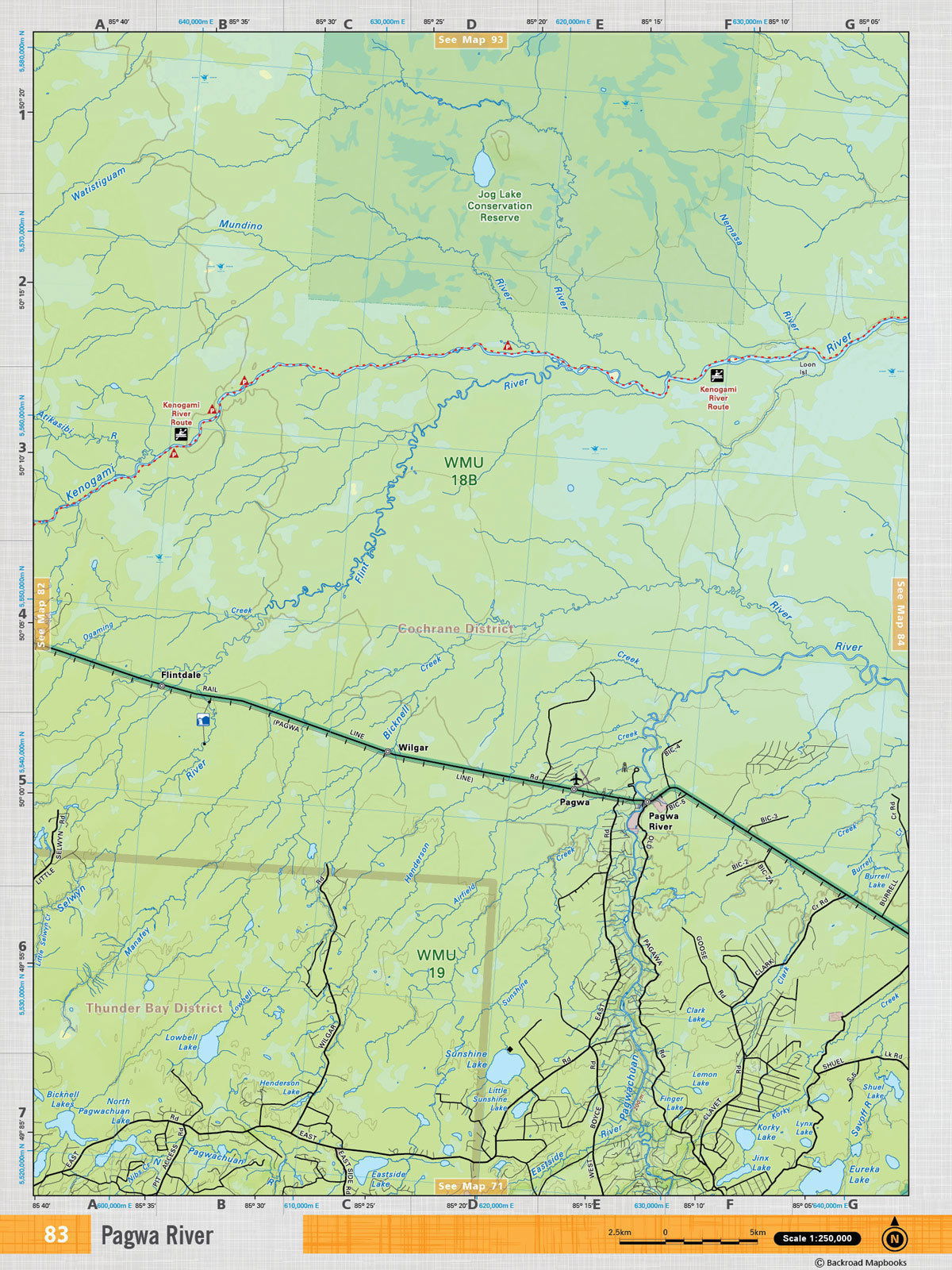 NEON83 Wall Map - Pagwa River - Backroad Maps