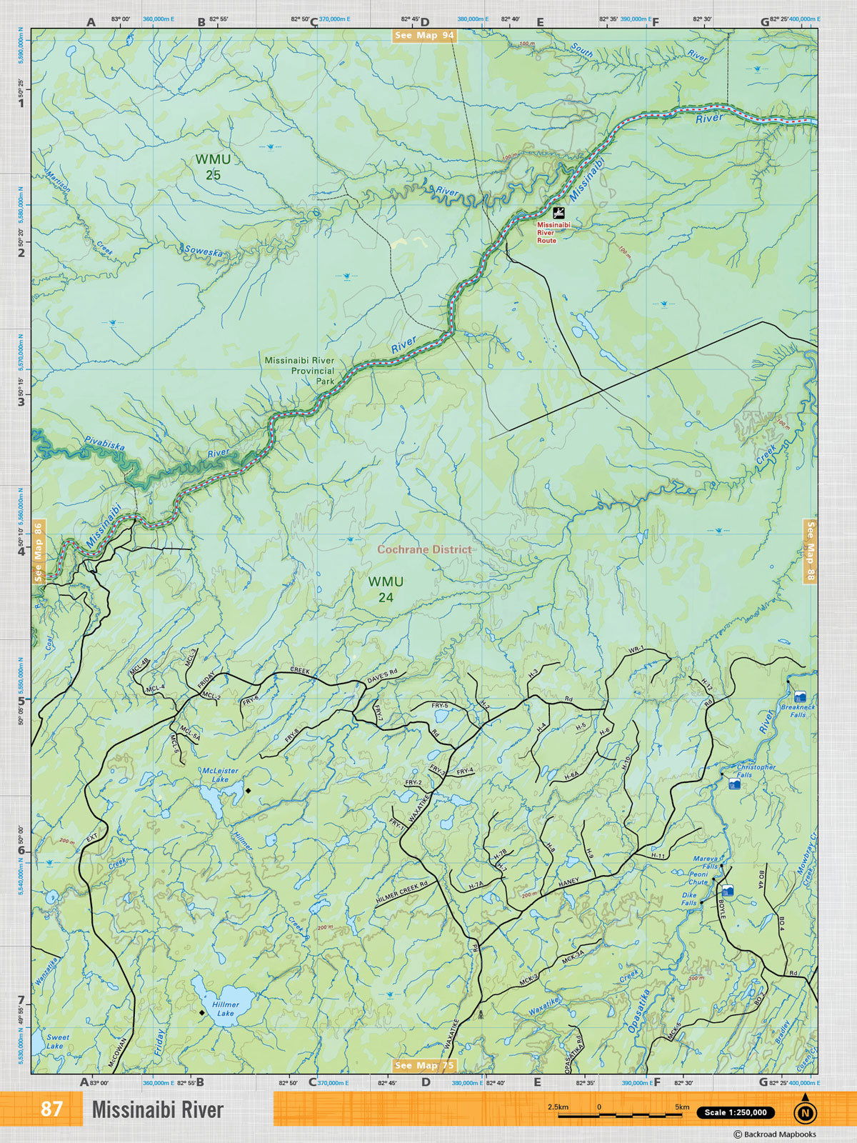 NEON87 Wall Map - Missinaibi River - Backroad Maps