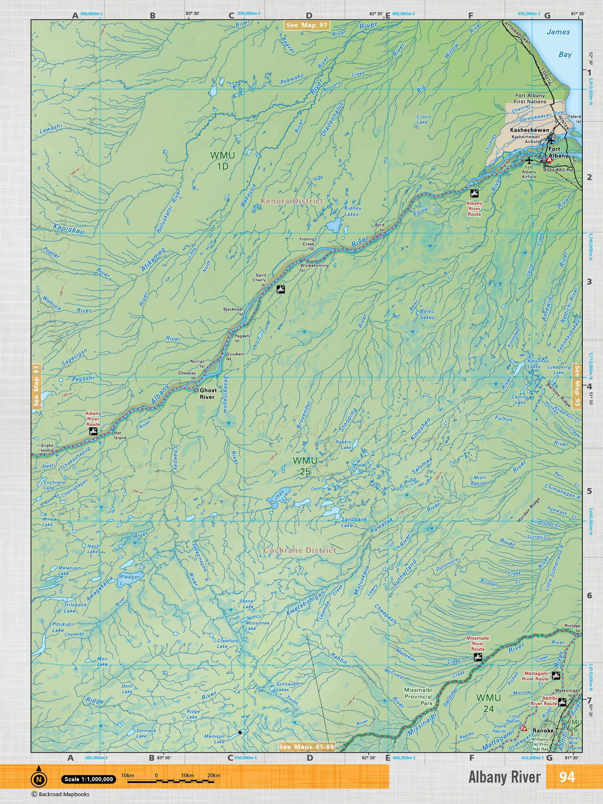 NEON94 Wall Map - Fort Albany - Backroad Maps