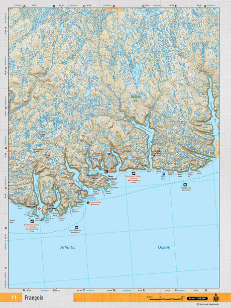 NFLD11 Wall Map - Francois - Backroad Maps