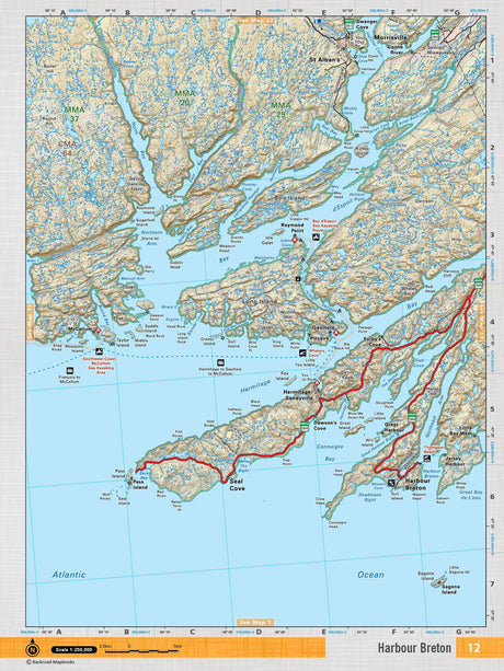 NFLD12 Wall Map - Harbour Breton - Backroad Maps