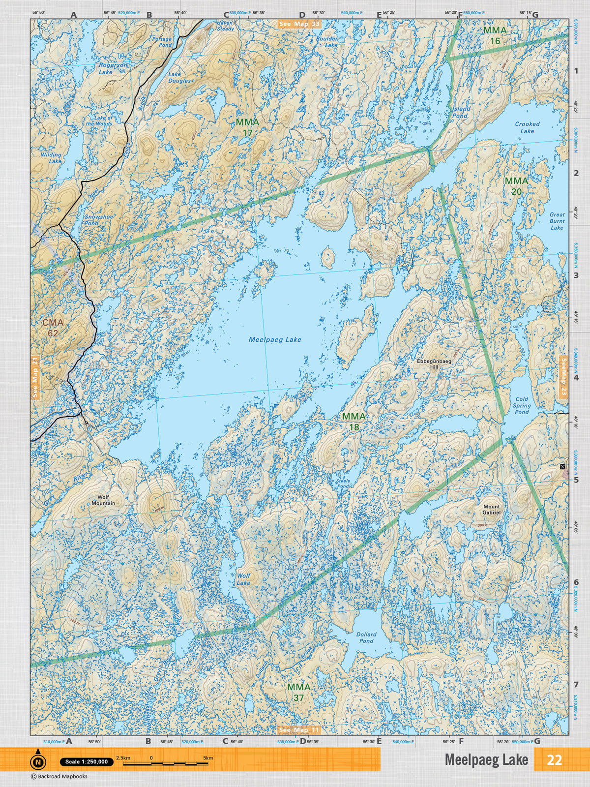 NFLD22 TOPO Map - Meelapaeg Lake - Backroad Maps