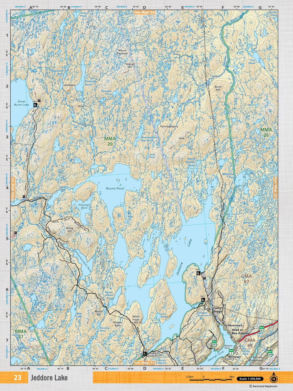 NFLD23 TOPO Map - Jeddore Lake - Backroad Maps