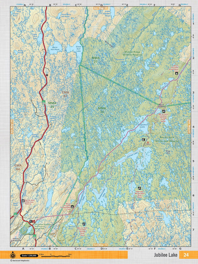 NFLD24 Wall Map - Jubilee Lake - Backroad Maps