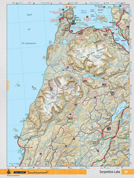 NFLD30 Wall Map - Serpentine Lake - Backroad Maps
