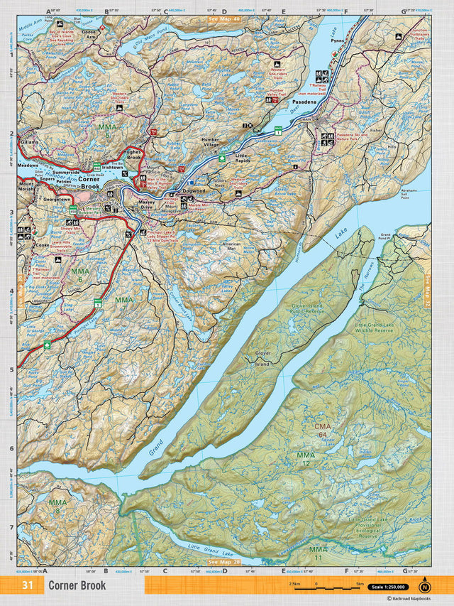 NFLD31 Wall Map - Corner Brook - Backroad Maps