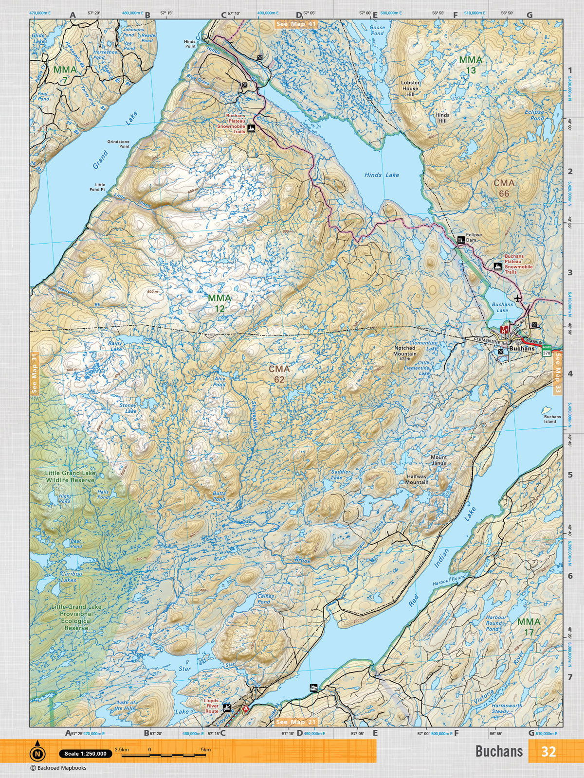 NFLD32 TOPO Map - Buchans - Backroad Maps