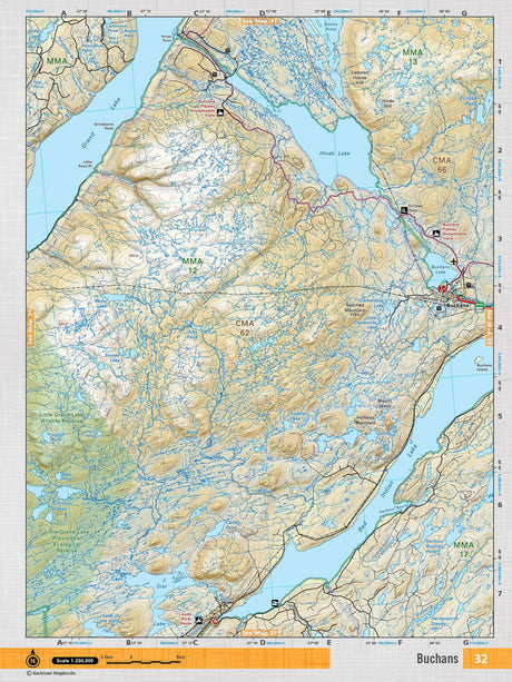 NFLD32 Wall Map - Buchans - Backroad Maps