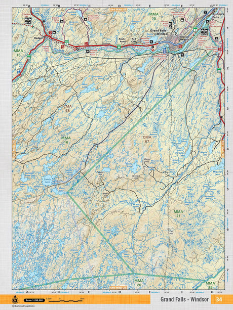 NFLD34 Wall Map - Grand Falls - Backroad Maps
