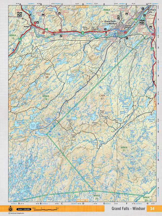 NFLD34 Wall Map - Grand Falls - Backroad Maps
