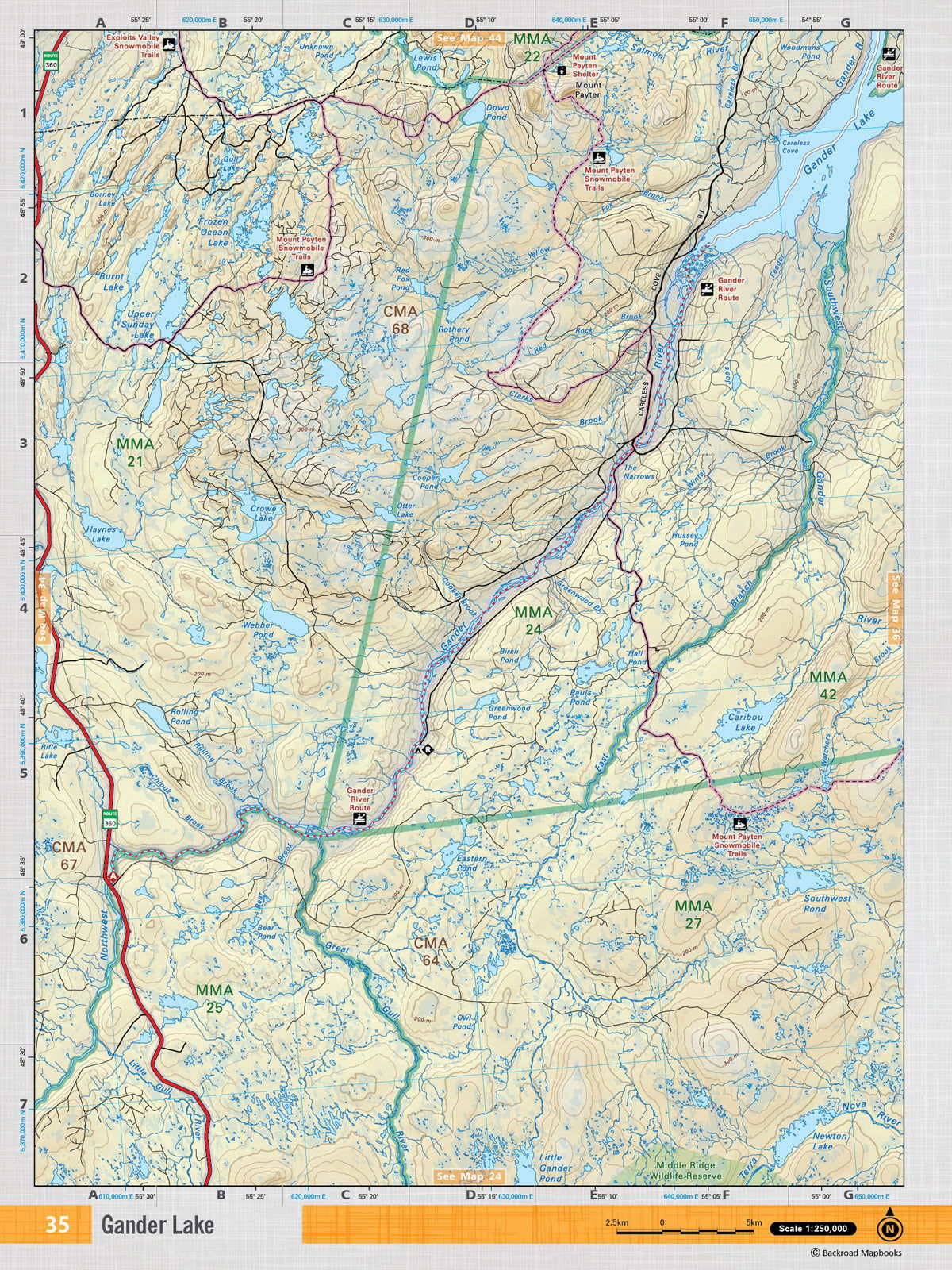 NFLD35 TOPO Map - Gander Lake - Backroad Maps