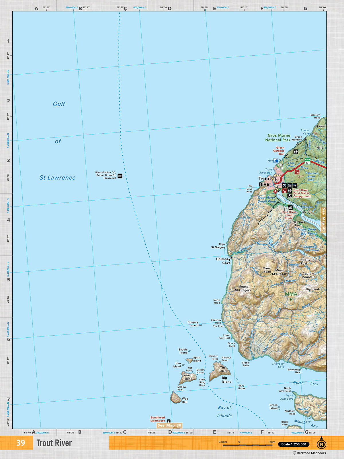 NFLD39 TOPO Map - Trout River - Backroad Maps