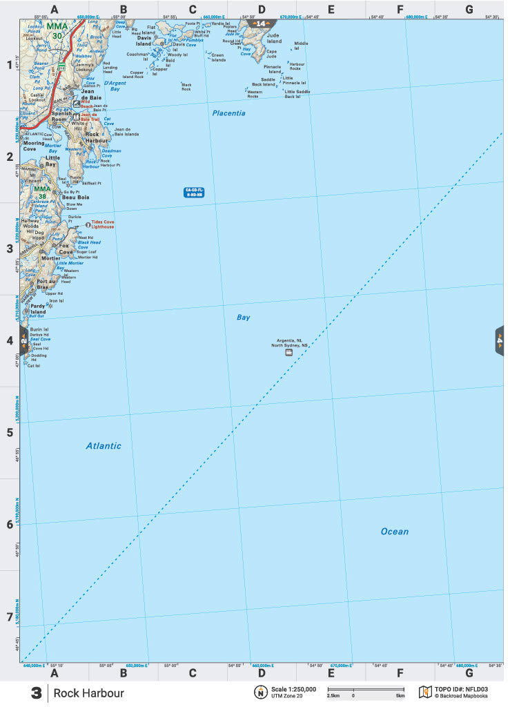 NFLD3 TOPO Map - Rock Harbour - Backroad Maps