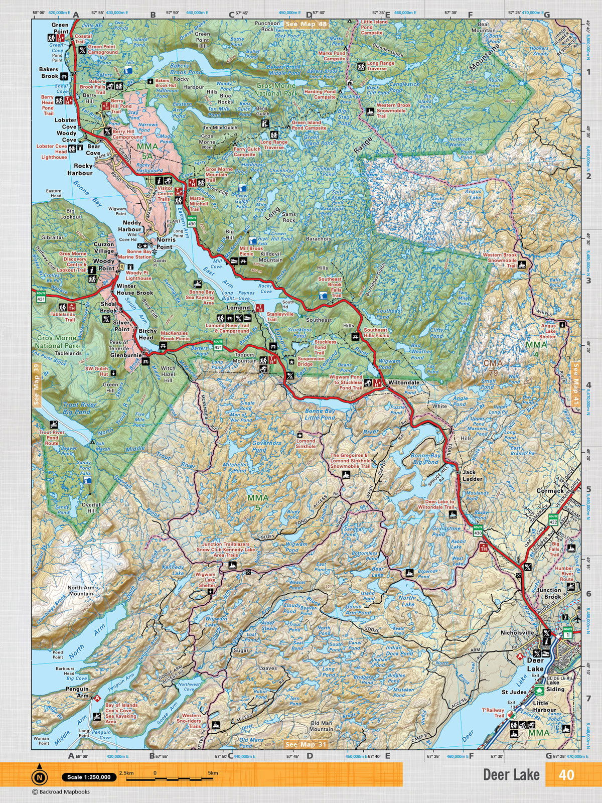 NFLD40 TOPO Map - Deer Lake - Backroad Maps