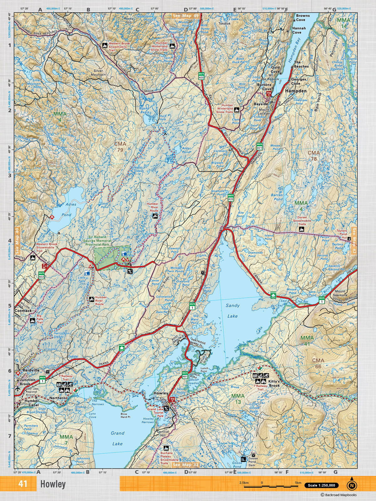 NFLD41 Wall Map - Howley - Backroad Maps