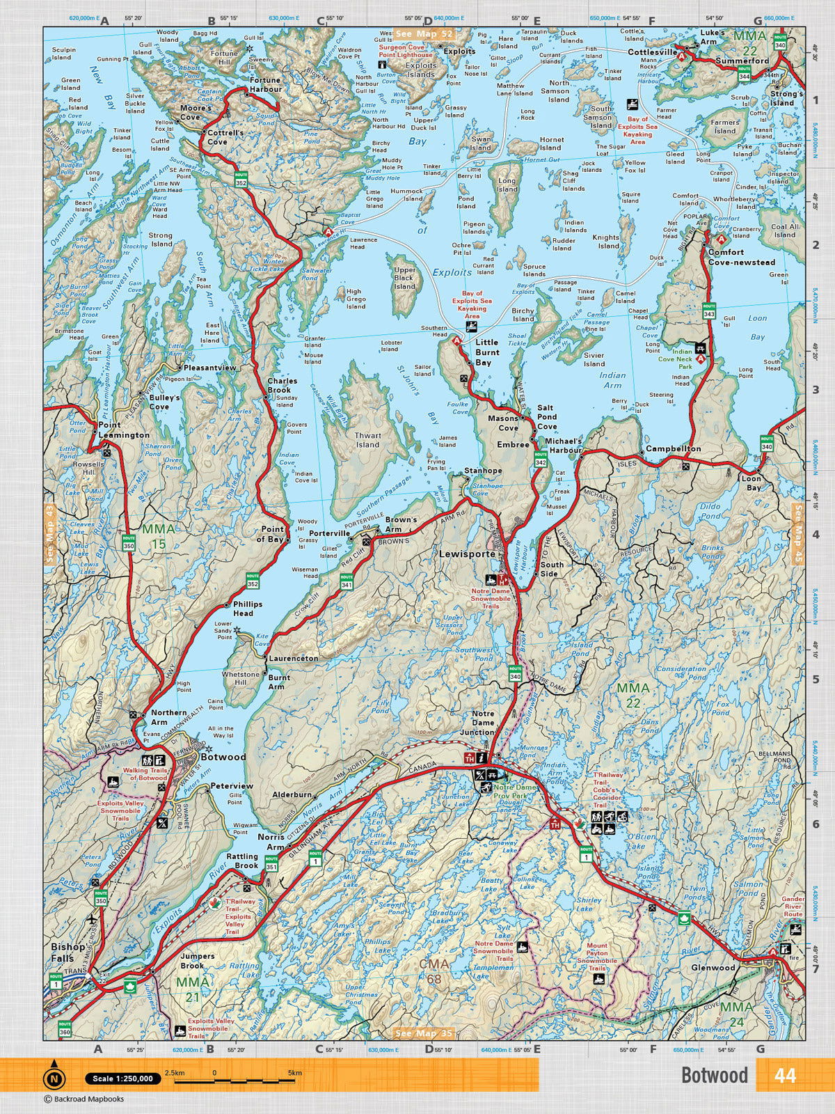 NFLD44 Wall Map - Botwood - Backroad Maps