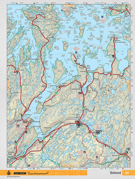 NFLD44 Wall Map - Botwood - Backroad Maps