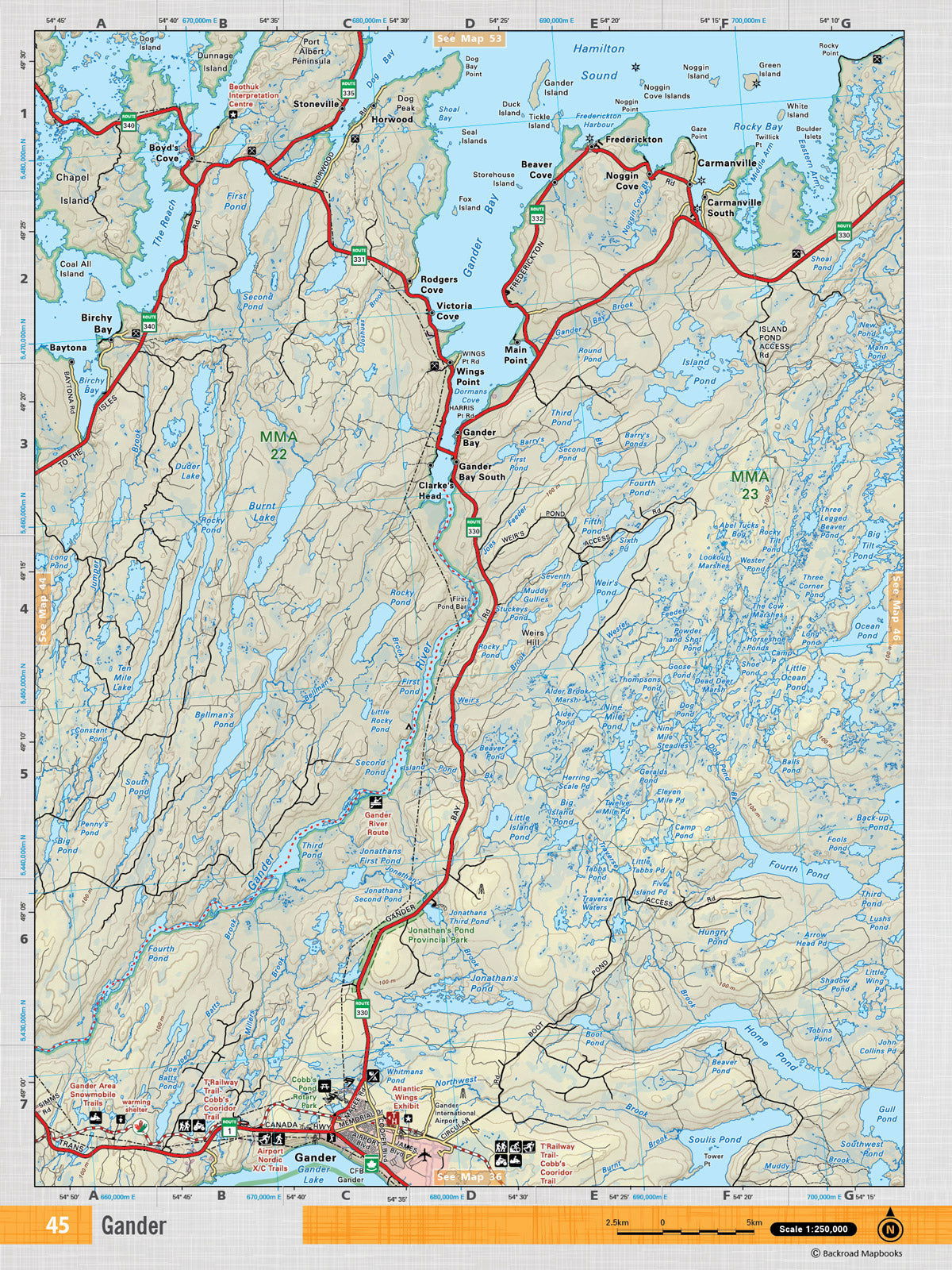 NFLD45 TOPO Map - Gander - Backroad Maps