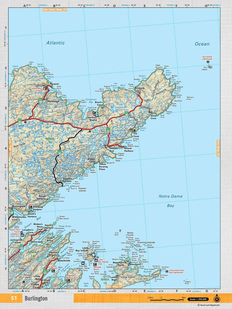 NFLD51 Wall Map - Burlington - Backroad Maps