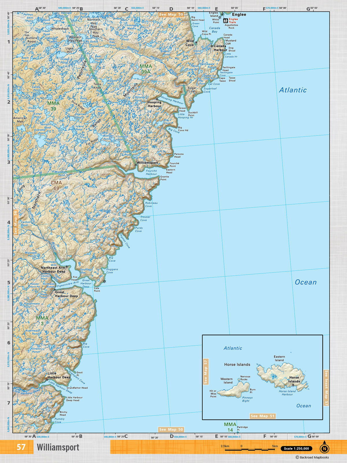 NFLD57 Wall Map - Williamsport - Backroad Maps