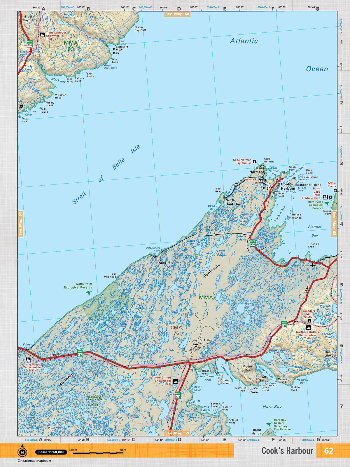 NFLD62 Wall Map - Cook's Harbour - Backroad Maps