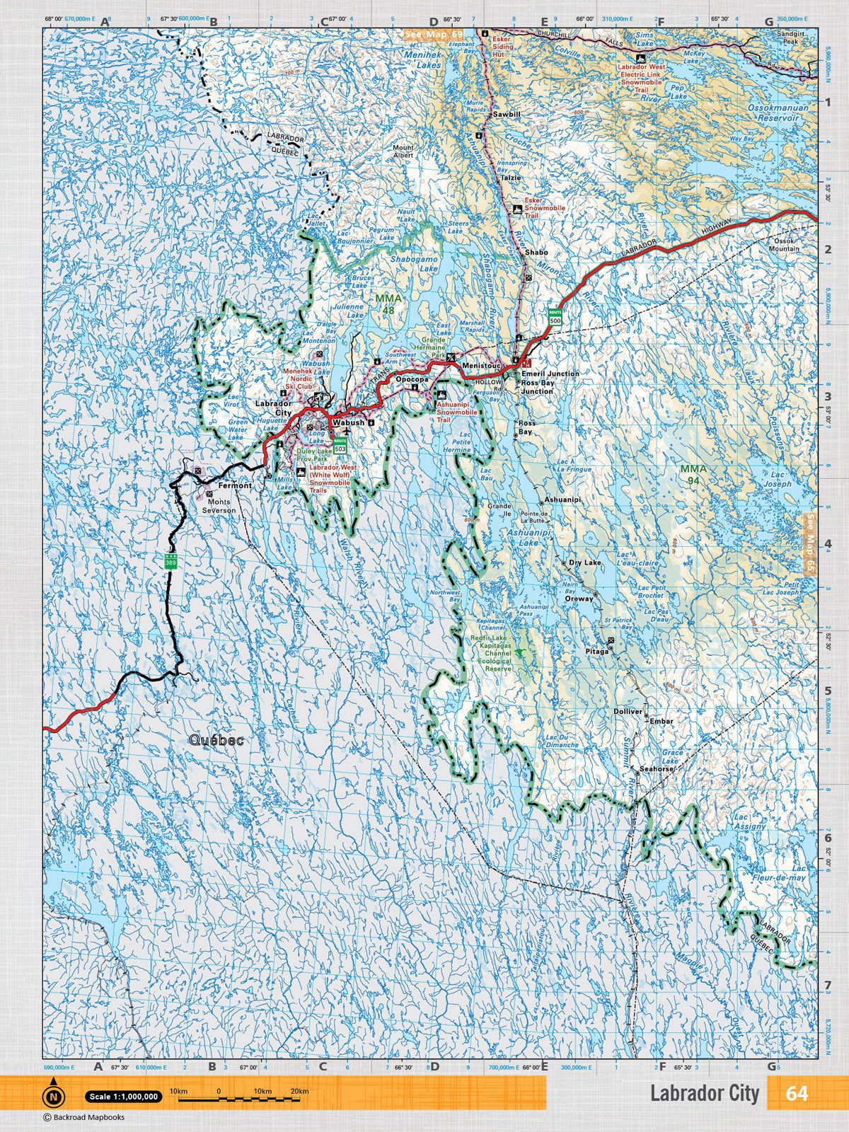 NFLD64 Wall Map - Labrador City - Backroad Maps