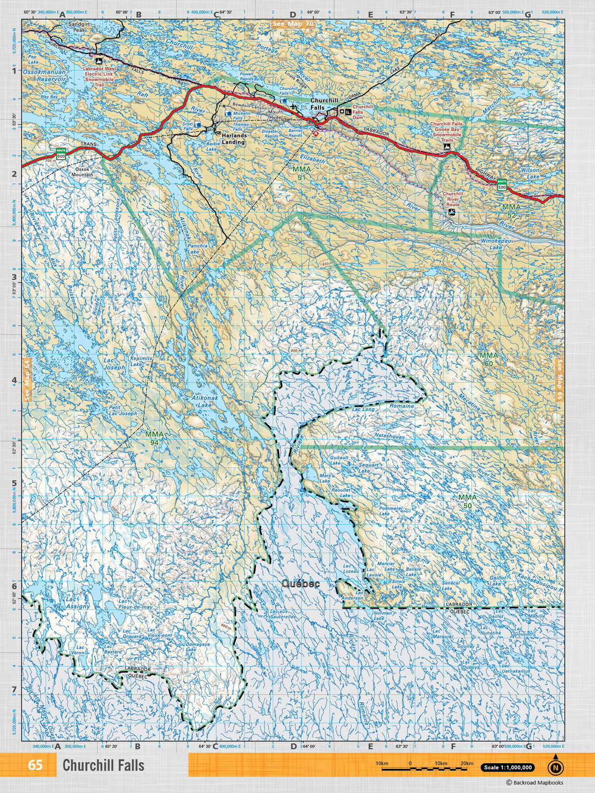 NFLD65 TOPO Map - Churchill Falls - Backroad Maps
