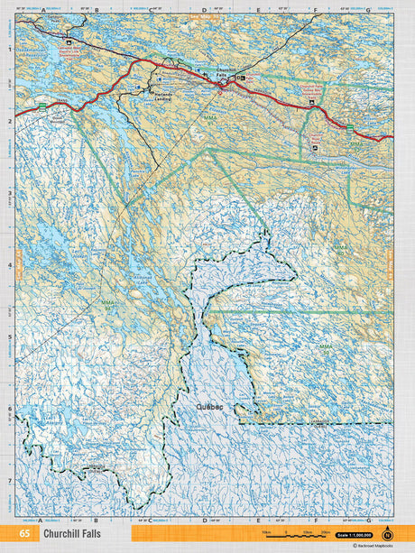 NFLD65 Wall Map - Churchill Falls - Backroad Maps