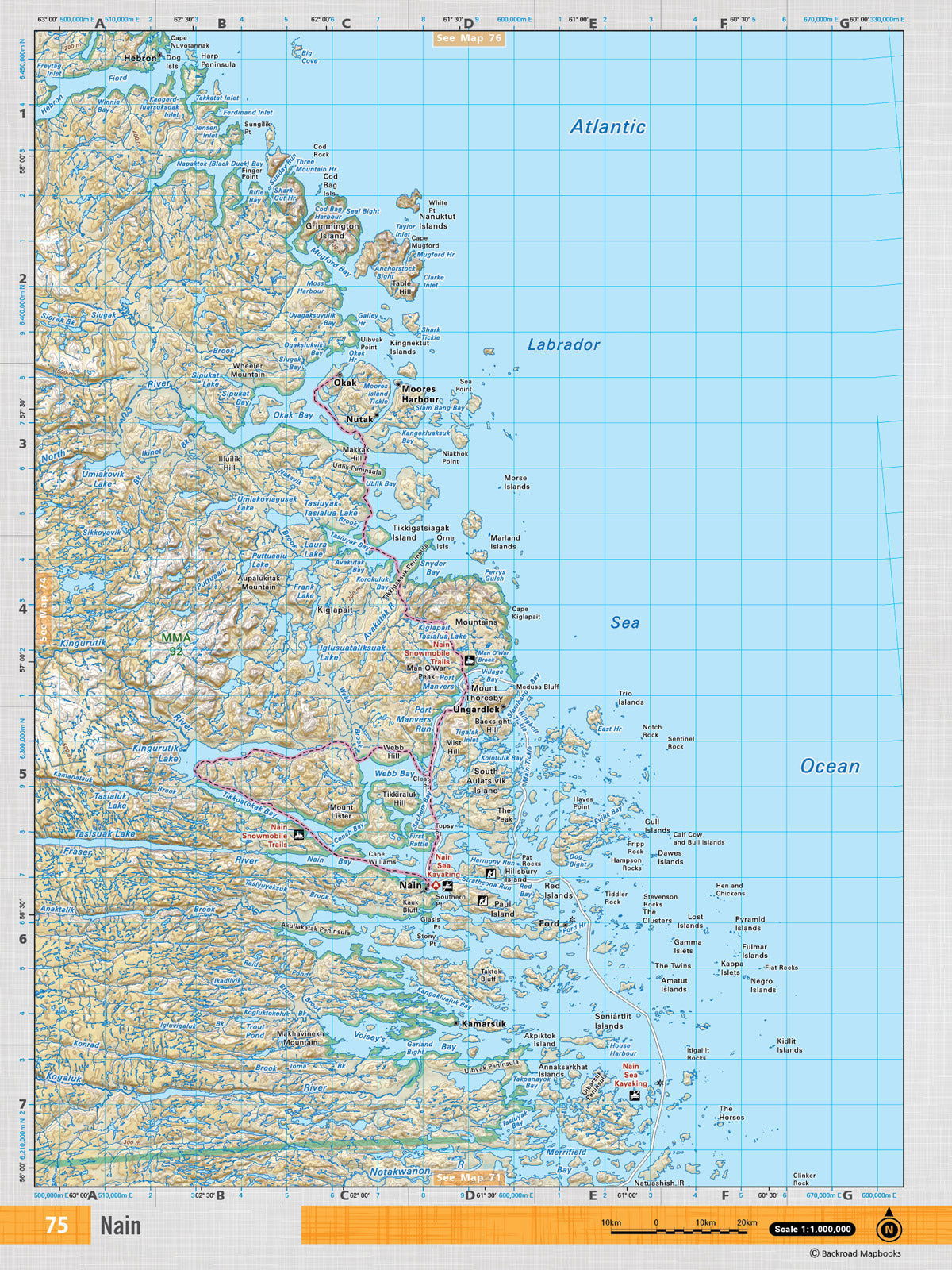 NFLD75 TOPO Map - Nain - Backroad Maps