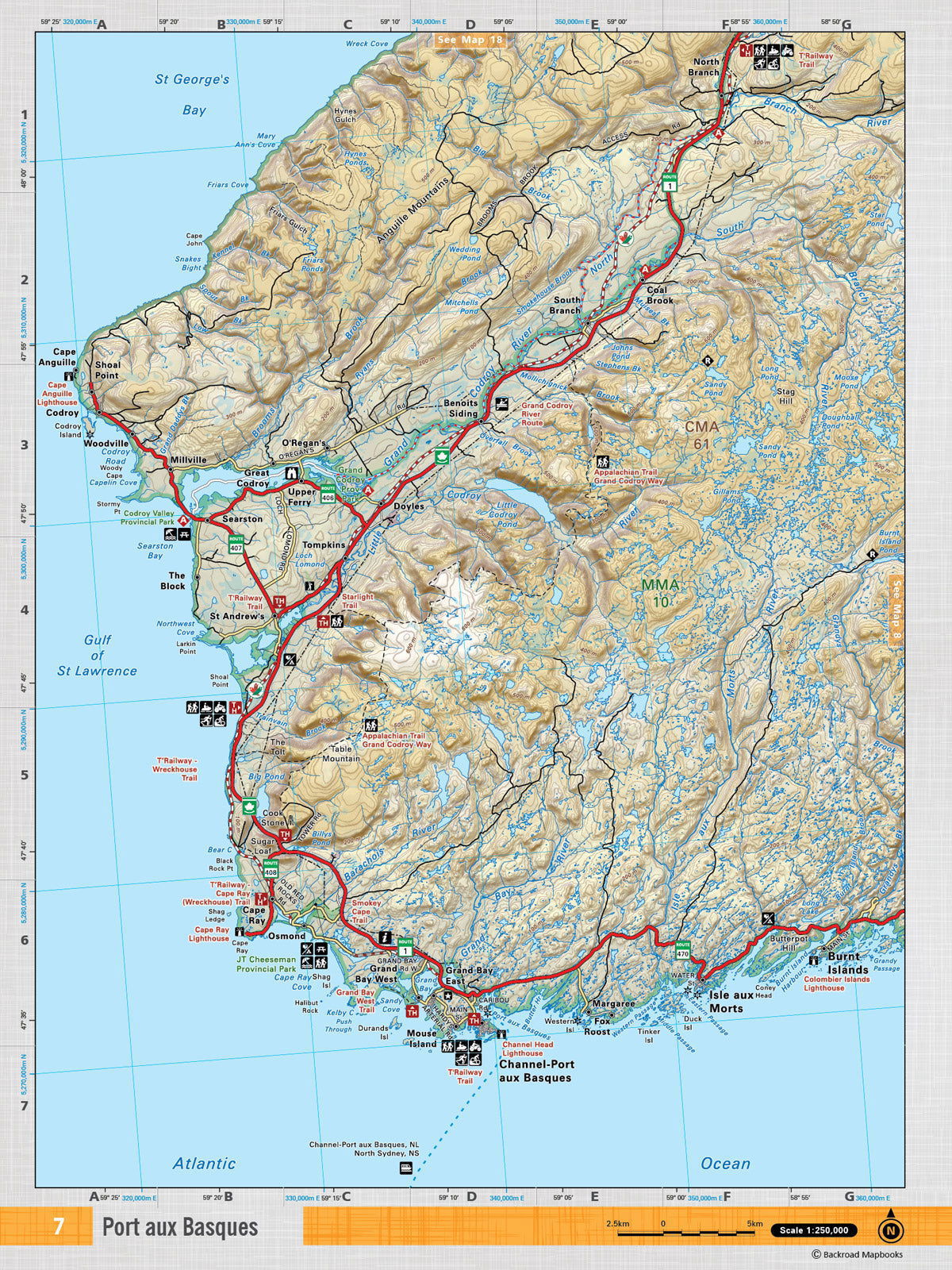 NFLD7 Wall Map - Port aux Basques - Backroad Maps