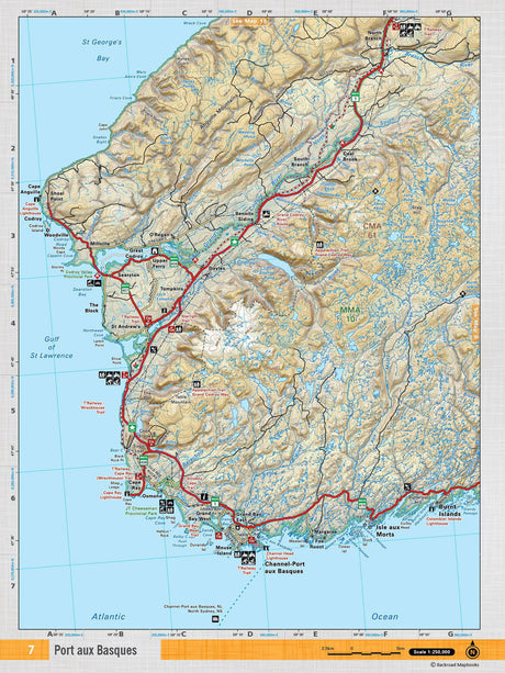 NFLD7 Wall Map - Port aux Basques - Backroad Maps