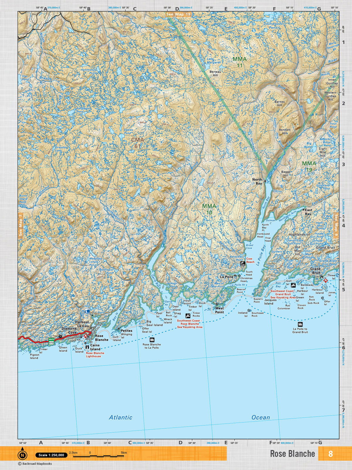 NFLD8 Wall Map - Rose Blanche - Backroad Maps