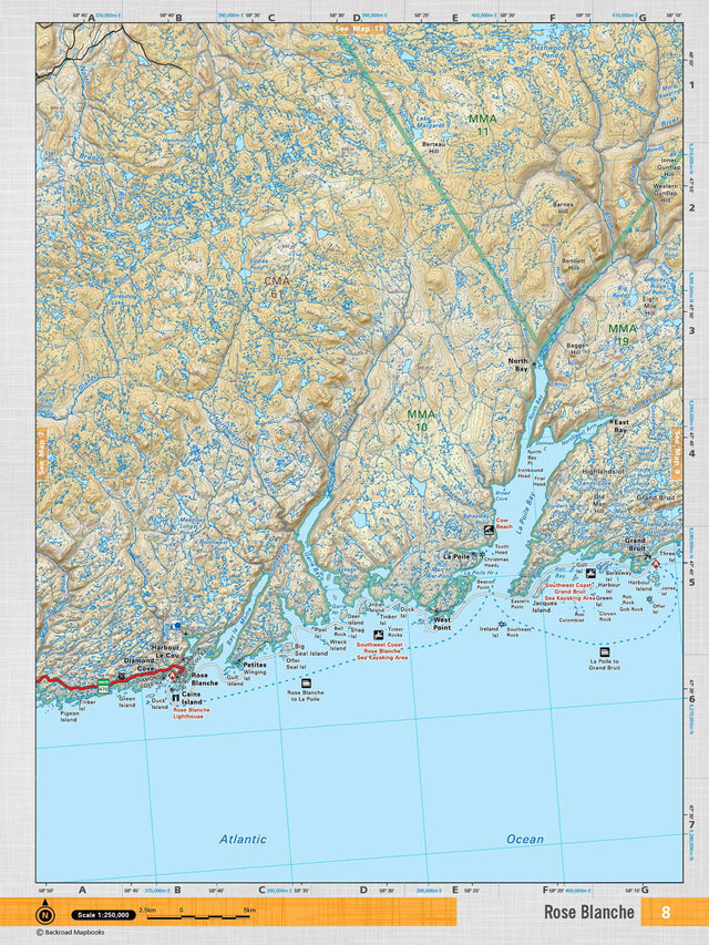 NFLD8 Wall Map - Rose Blanche - Backroad Maps