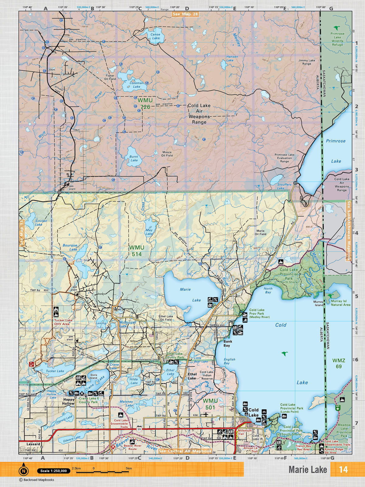 NOAB14 Wall Map - Marie Lake - Backroad Maps
